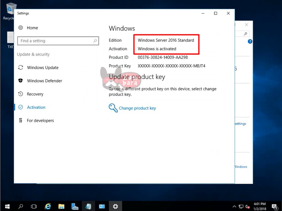 activate windows server 2016 standard