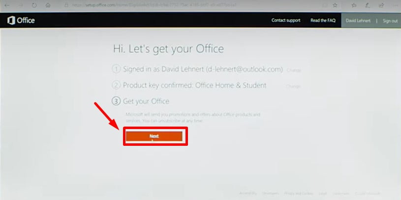 install Office 2019 Home Student step 3