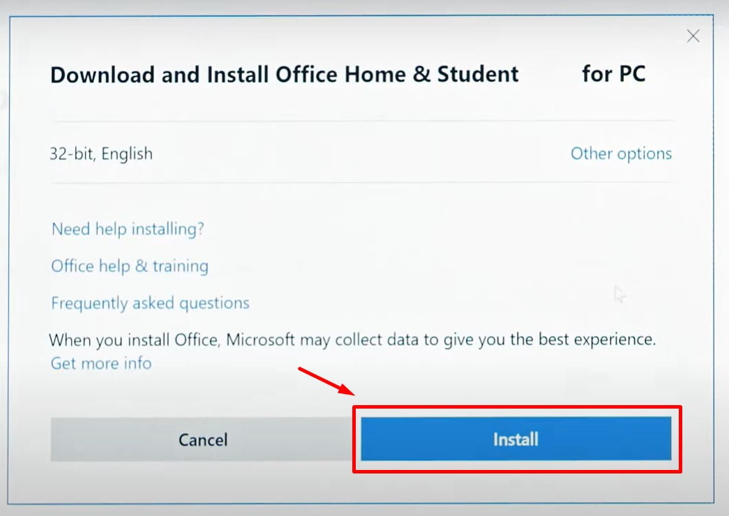 install Office 2019 Home Student step 4.1